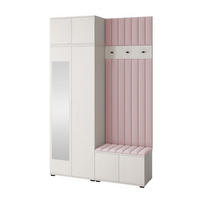 GARDEROBE Napoli version 14 mit Spiegel, mit POLSTERPANEELEN Rosa - Beige/Rosa, Holzwerkstoff (140/225/40cm) - Jerpax