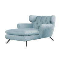 LONGSEAT CHAMRE Hellblau - Schwarz/Hellblau, Textil/Metall (130/95/160cm) - KAWOLA