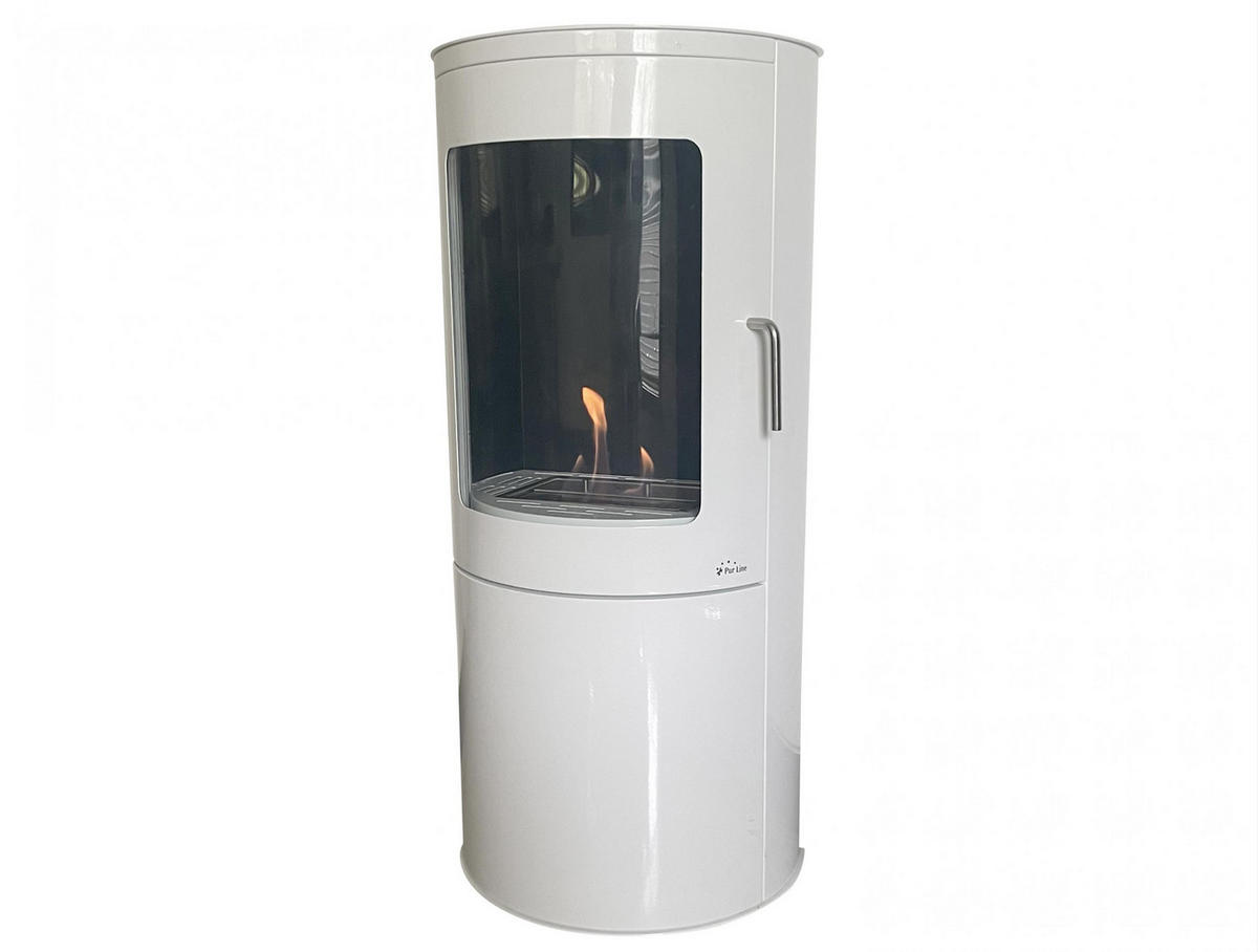 BIOETHANOL-OFEN Weiß inklusive 1.5 L-Tank und 3 kW Leistung - Weiß, Metall (44/96/30cm) - Purline