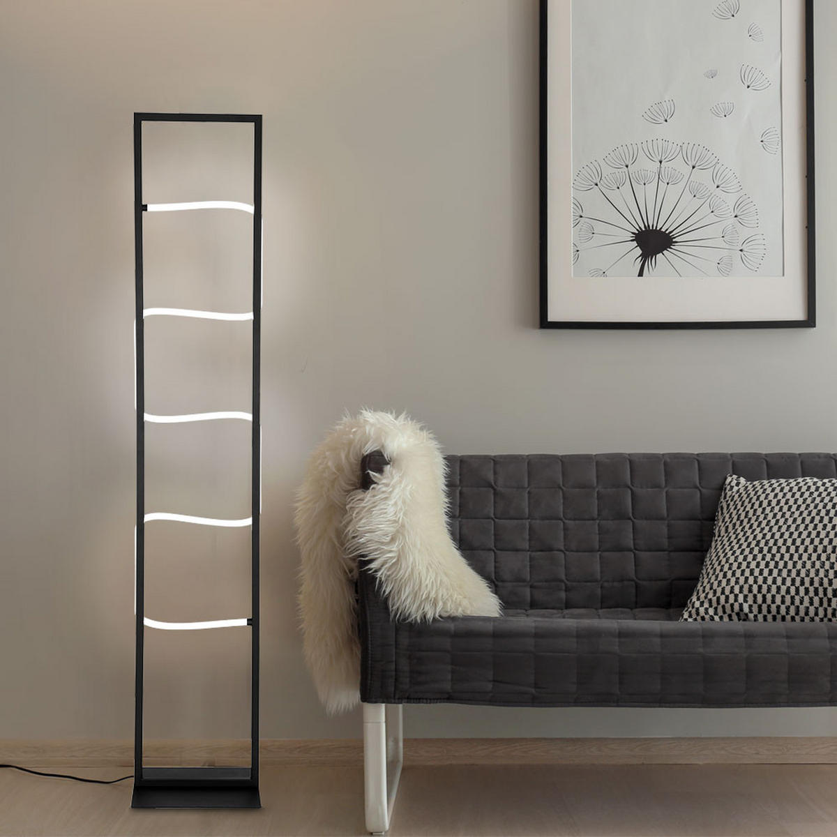 LED STEHLEUCHTE KAIA Schwarz Metall Aluminium - Schwarz, Metall (25/20/135.4cm) - Globo Lighting