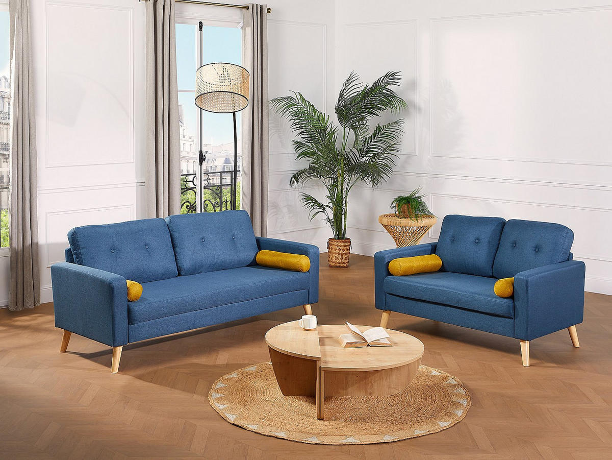 COUCHGARNITUR - 5 Personen - stoff - blau Tatum - Blau, Textil (130/83/81cm) - Vente-Unique
