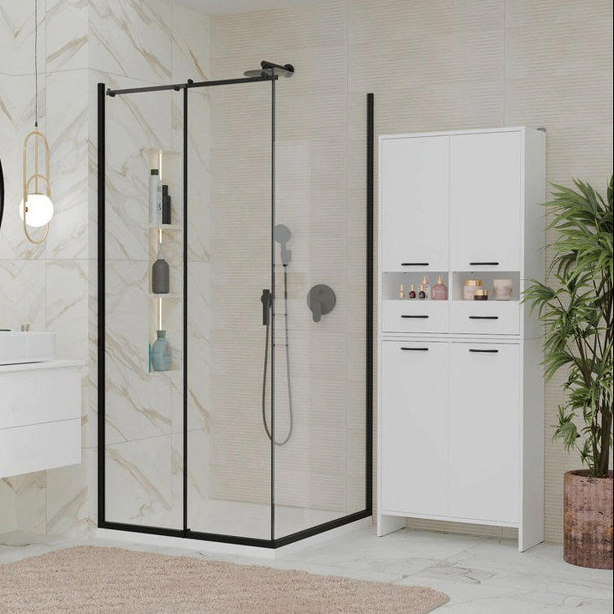 BADEZIMMERSCHRANK Kato - Weiß, Holzwerkstoff (66/90/30cm) - kommodly