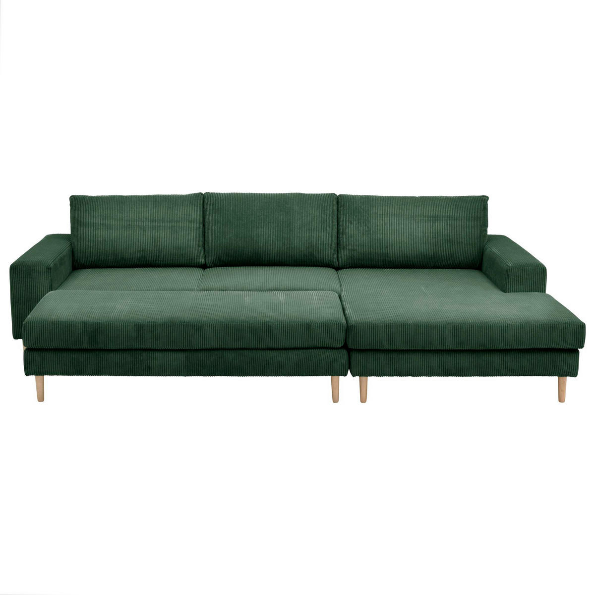 SOFA mit Longchair rechts Kaylynn Cordstoff dunkelgrün - Dunkelgrün, Kunststoff (175/294cm) - 58aufmkessel