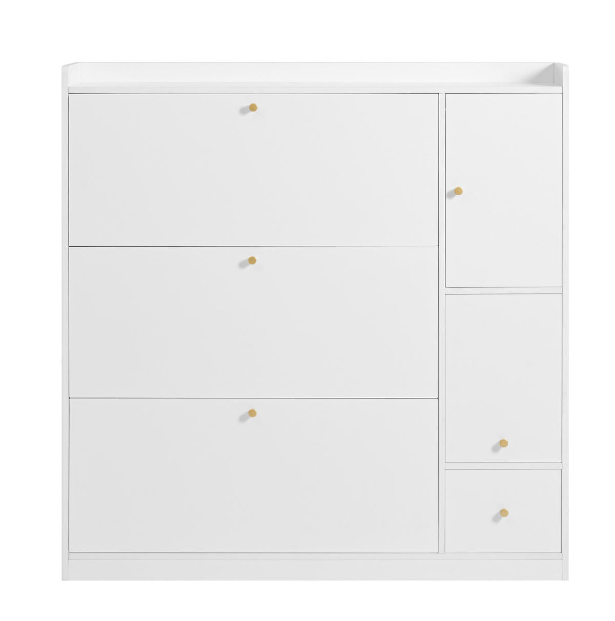 SCHUHSCHRANK mit 3 Klappen und Sitzbank 119 x 24 x 122 cm Weiß - Weiß, Holz (24/122/119cm) - Beauniv