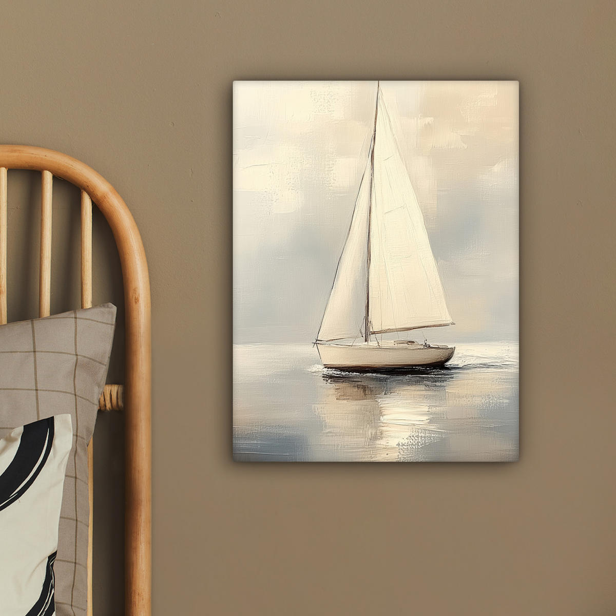 LEINWANDBILD Segelschiff - Meer - Bewölkt 30x40 cm - Creme, Textil (30/40cm) - MuchoWow