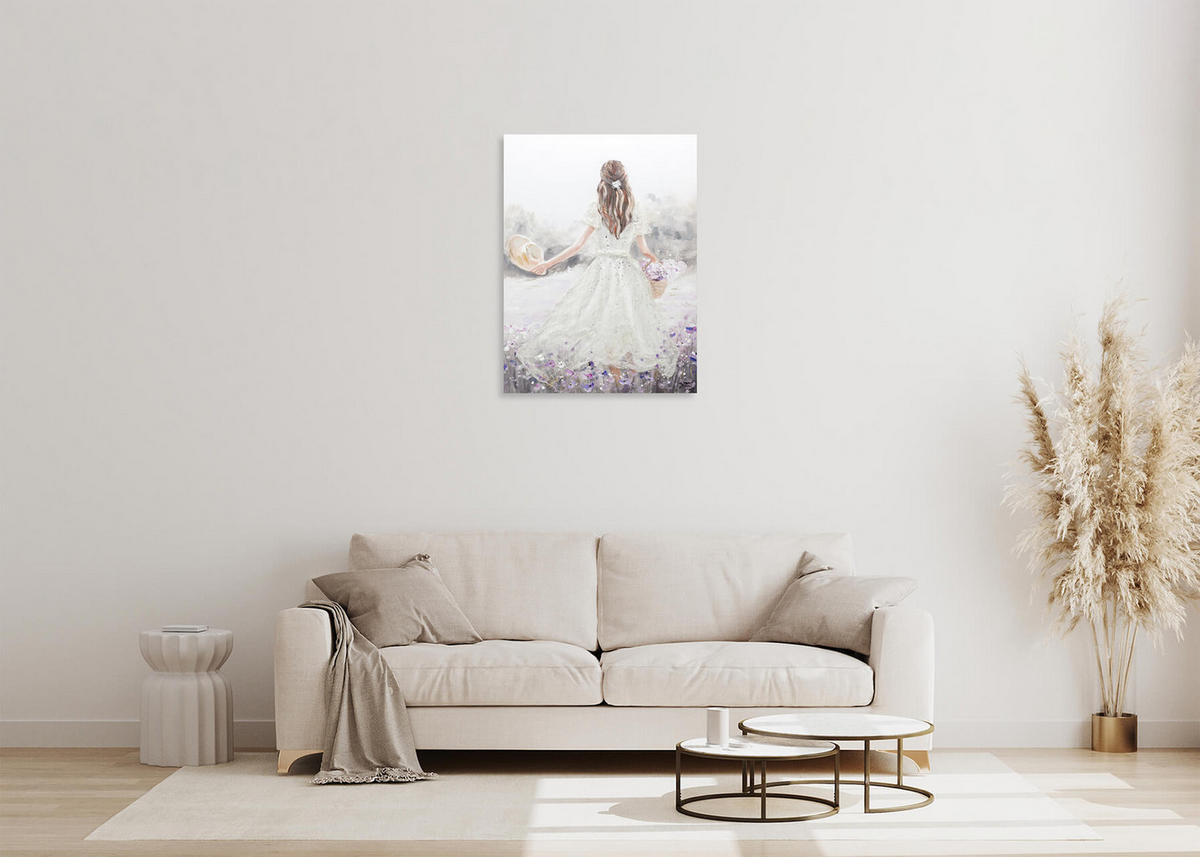 OLEJOMAĽBA 75/100 cm, More a pláž - biela, drevo/textil (75/100cm) - KUNSTLOFT