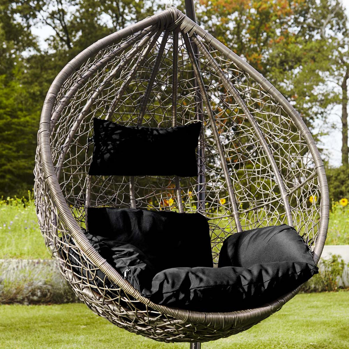HÄNGESESSEL CIELO - Schwarz, Nur Korb - Schwarz/Grau, Kunststoff (104/200/104cm) - Home Deluxe