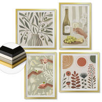 WANDBILDER 4er Set - 50x50 cm & 40x60 cm Goldrahmen - Rustikale Cocktails mit Olivenblüten - Goldfarben, Kunststoff (50/50cm) - ArtPrintCave