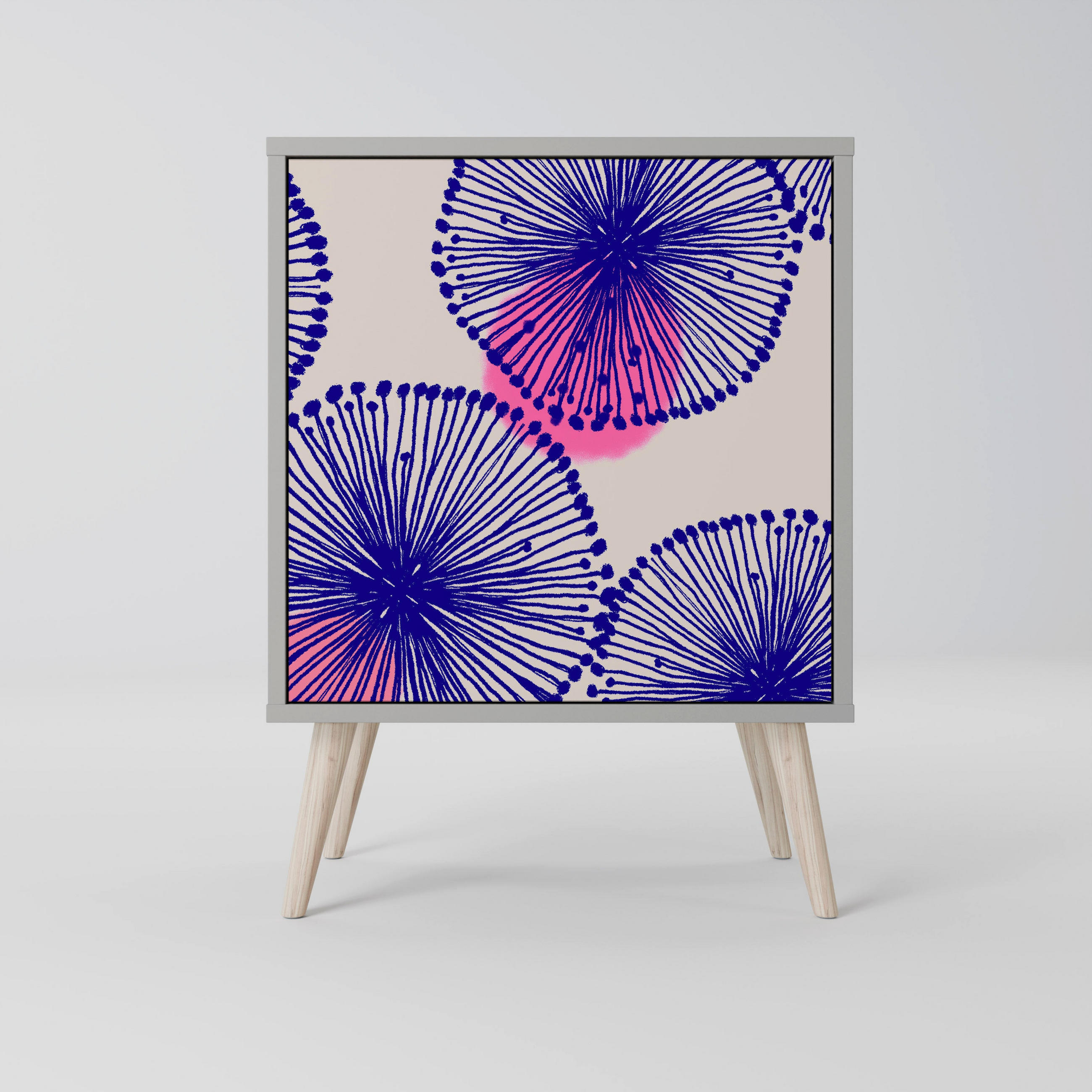 SIDEBOARD MAGIC NATURE, Grau, 57,5x42x77,5 cm, Schräge Buchenholzfüße - Buchefarben/Multicolor, Holzwerkstoff/Buchenholz (57.5/77.5/42cm) - SpaceRebels