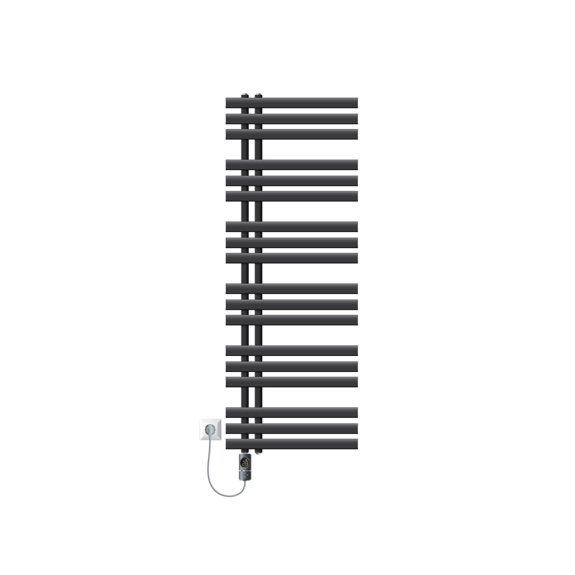 BADHEIZKÖRPER elektrisch Iron EM 500x1400 mm Anthrazit mit Heizstab 900W Digital - Anthrazit, Metall (50/140/4cm) - LuxeBath
