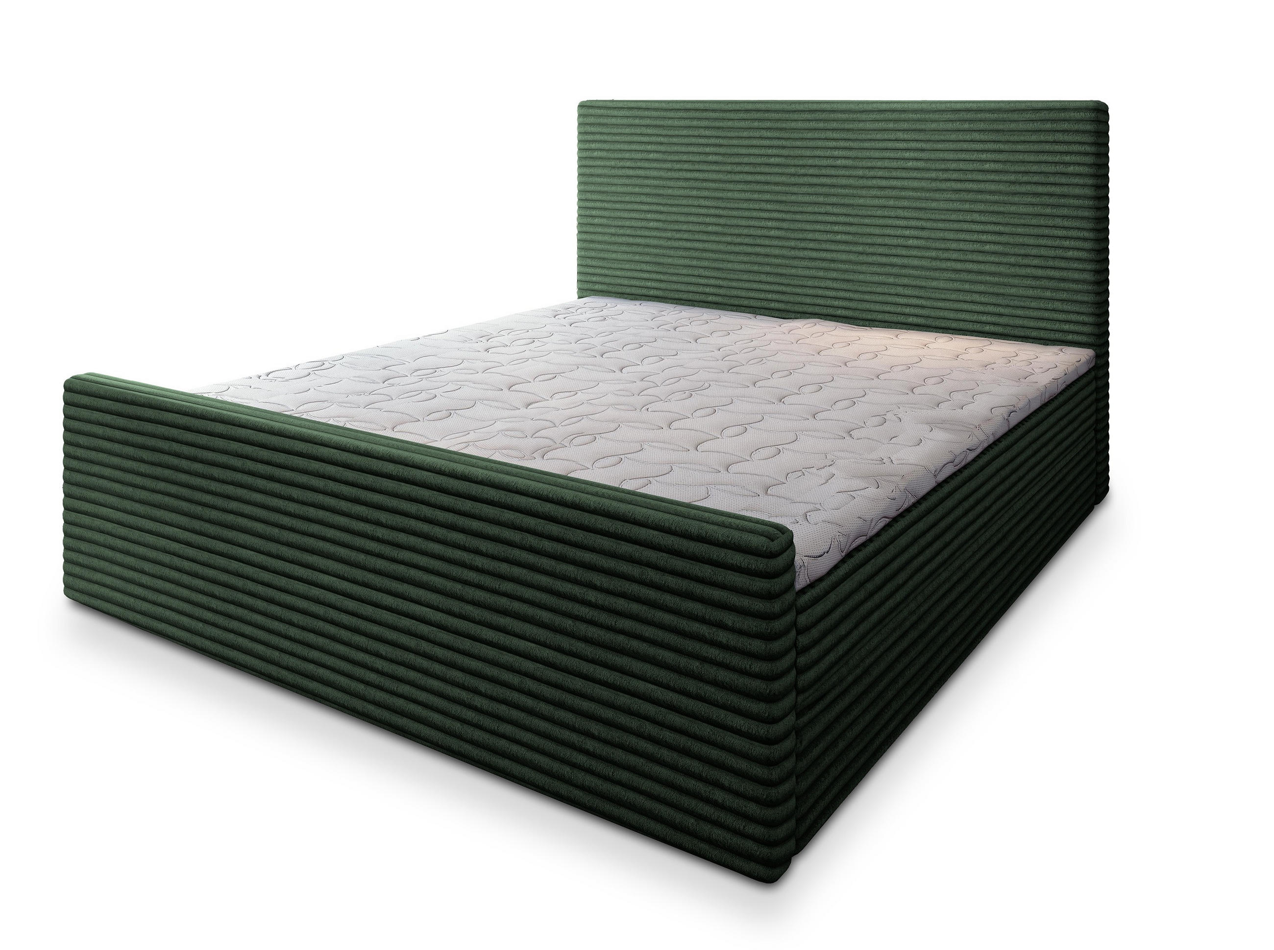 MASSENO AMERICKÁ POSTEL BRENTO 180x200 cm, s matrací a úložným prostorem, tmavě zelená