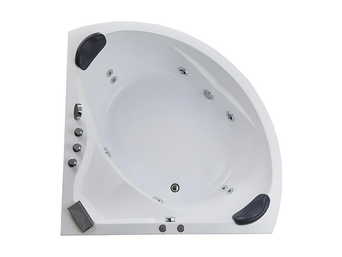 WHIRLPOOLBADEWANNE - 2 -Sitzer - ABS - weiß - AGLENA - Weiß, Kunststoff (150/60/150cm) - Vente-Unique