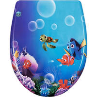 WC SITZ mit Absenkautomatik, Duroplast, Fische Oval - Blau/Weiß, Kunststoff (37/2.51/45cm) - Woltu