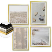 WANDBILDER 4er Set - 50x50 cm & 40x60 cm Goldrahmen - Boho-Naturtexturen - Goldfarben, Kunststoff (50/50cm) - ArtPrintCave