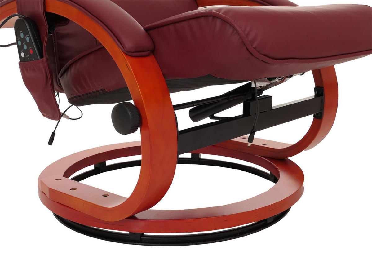 MASSAGESESSEL inkl. Fußhocker bequem und gemütlich HxBxT 98x66x89cm Kunstleder Bordeaux - Bordeaux, Kunststoff (66/98/89cm) - BERLINLODGE