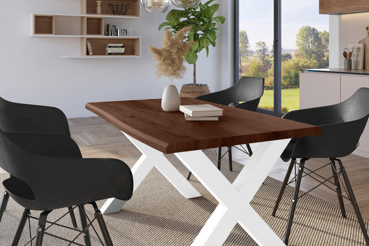 ESSTISCH JULIUS X - Nussbaumfarben/Weiß, Holz (85/160/77cm) - SAM