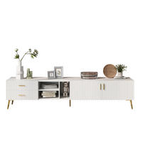 TV ormarić 180/35/41 cm bijeli od MDF-a s 2 ladice i 3 otvorena prostora za odlaganje - bijela, drvni materijal (180/44/35cm) - OKWISH