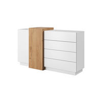 KOMMODE 3D weiß / Gold Craft Eiche 160cm / 45 cm / 93,5 cm - Eichefarben/Weiß, Holz/Holzwerkstoff (160/93/45cm) - Feldmann-Wohnen