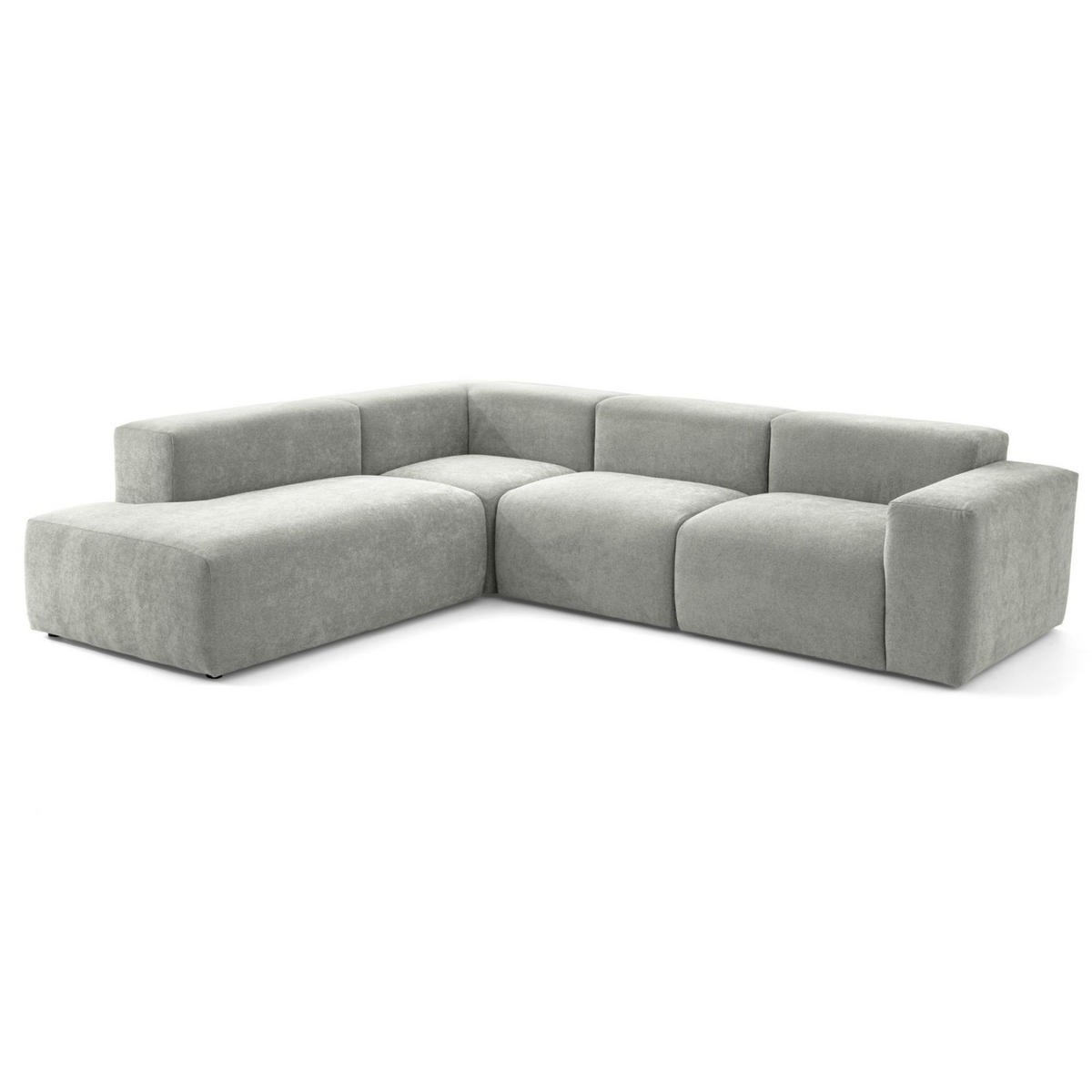 4-SITZER modulares Ecksofa HEAVEN SET 2 Links, Breite 300 cm Webstoff Grau - Schwarz/Grau, Holz/Kunststoff (300/245cm) - Muffo