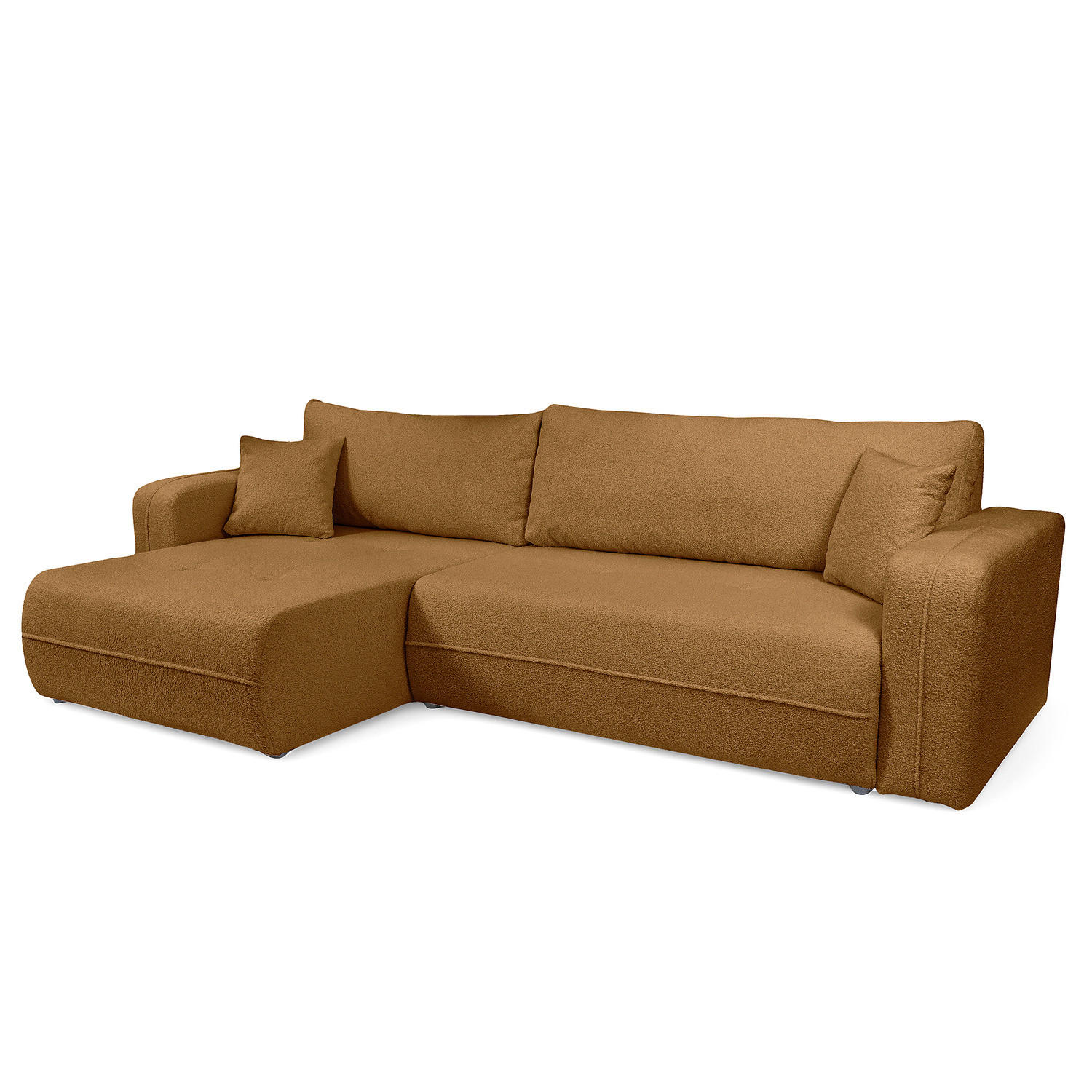 ECKSOFA mit Schlaffunktion - 272 cm - Beige/Schwarz, Kunststoff/Textil (272/145cm) - home24