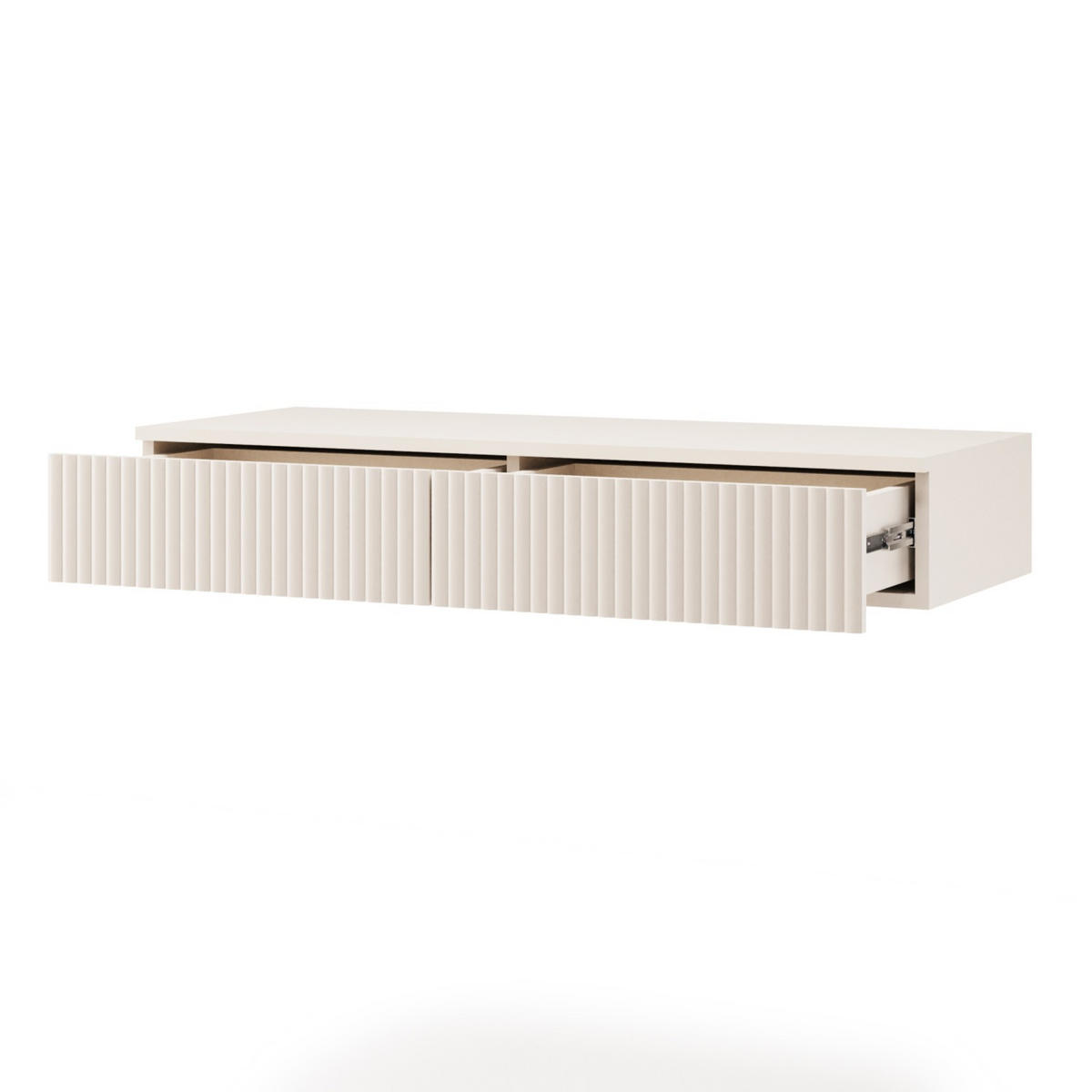 KONSOLENTISCH Soft mit 2 Schubladen und geriffelten Fronten, ohne Beinen - Kaschmir, Holzwerkstoff/Metall (38/100/17cm) - Beautysofa
