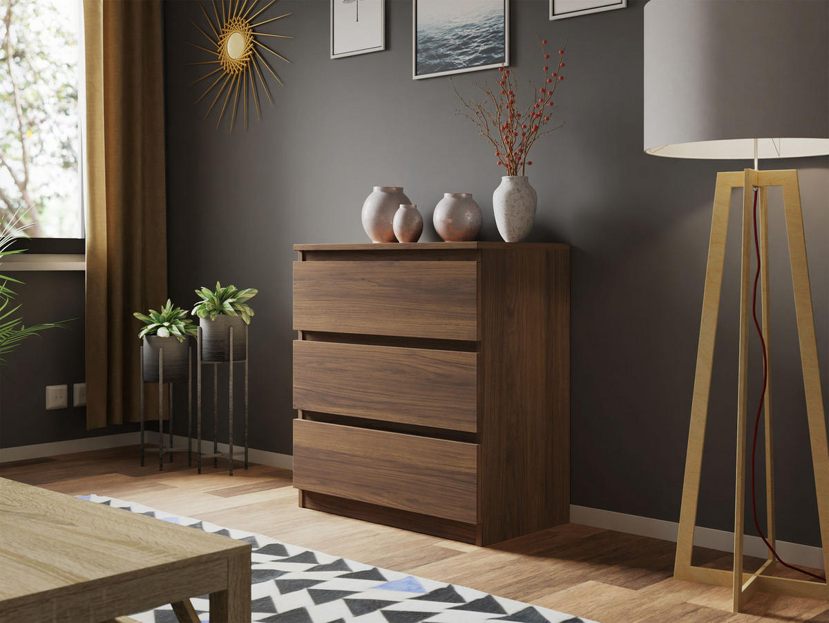 KOMMODE Malwa M3 - Nussbaumfarben, Holzwerkstoff (70/77/40cm) - MIRJAN24