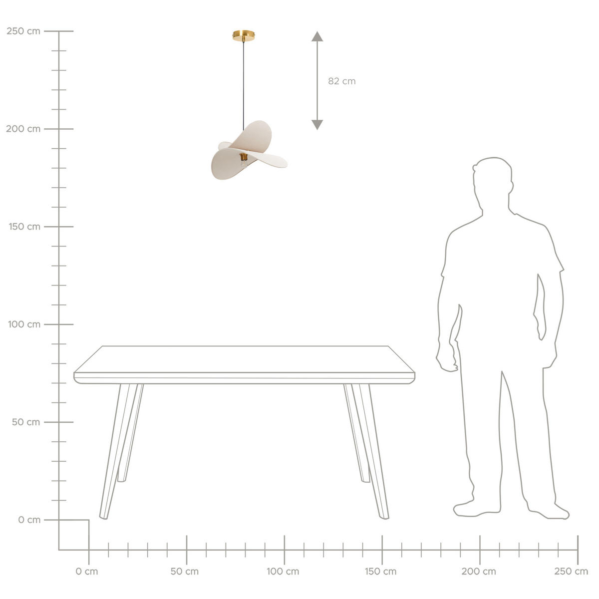HÄNGELEUCHTE Beige Mascota - Beige/Goldfarben, Textil (61/61/105cm) - Beliani