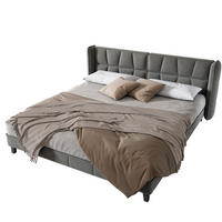 SAMT-POLSTERBETT 180/200 cm in Grau mit Lattenrost und gepolstertem Kopfteil - Grau, Textil (180/200cm) - BEAOK