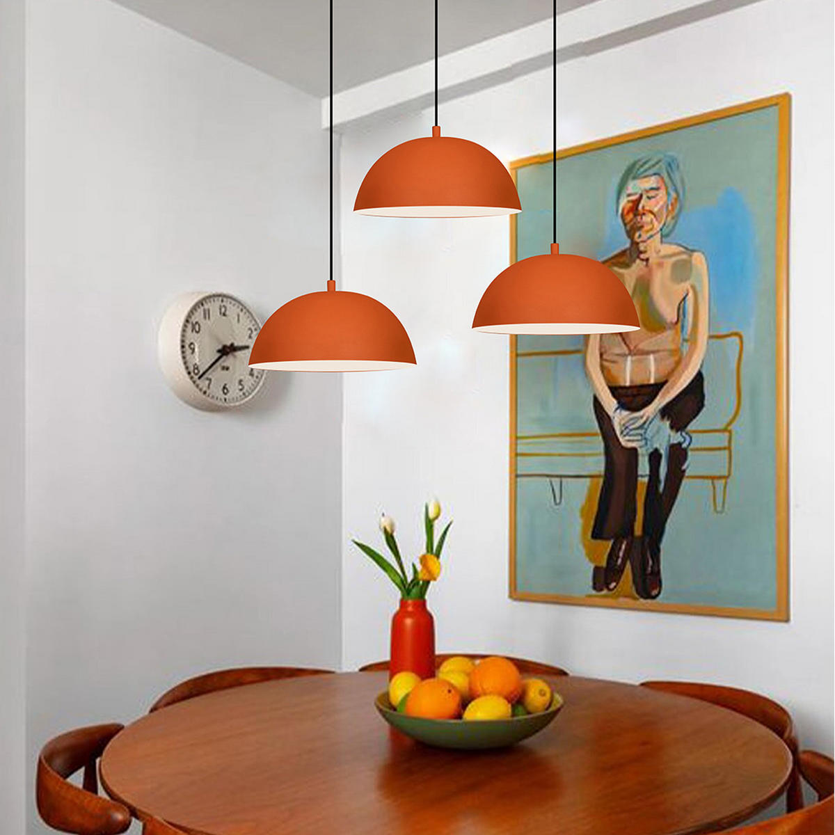 PENDELLEUCHTE Lipeo Vintage 26/15 cm - Weiß/Orange, Holz/Metall (15/26/15cm) - Bamyum