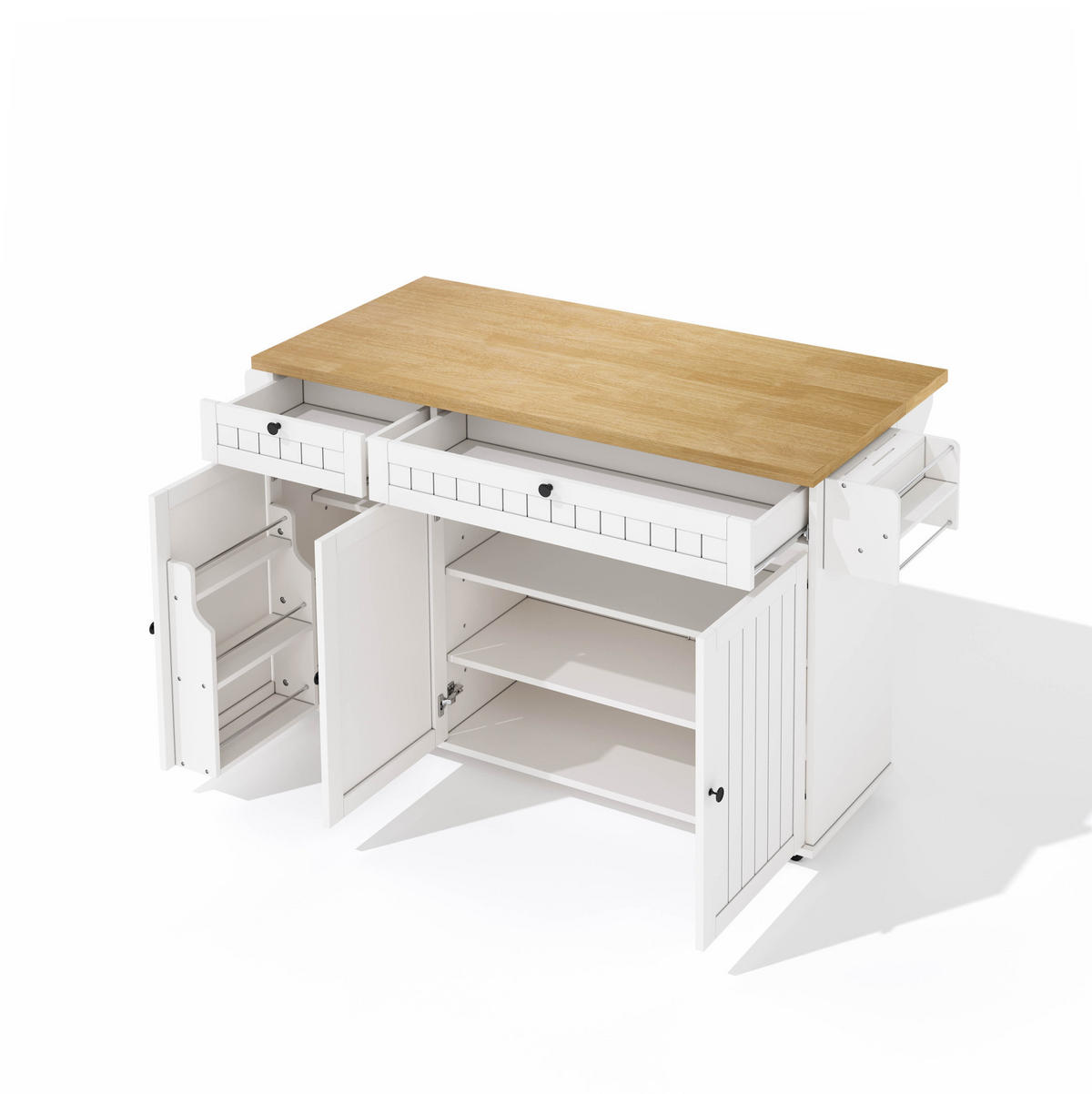 KÜCHENINSEL mit klappbarer Arbeitsplatte 137 x 89,5 x 45 cm Weiß - Weiß, Holz (70/89.5/137cm) - Beauniv