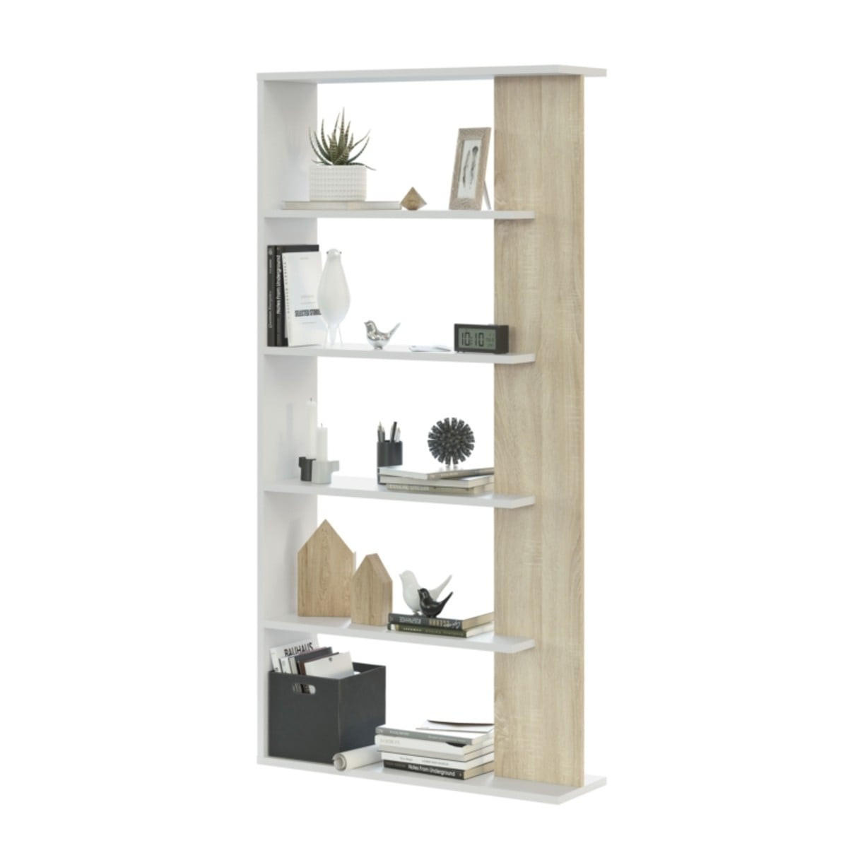 BÜCHERREGAL Raumteiler 4 Böden Alida - H180 cm - Weiß, Holzwerkstoff (25/180/90cm) - Calicosy