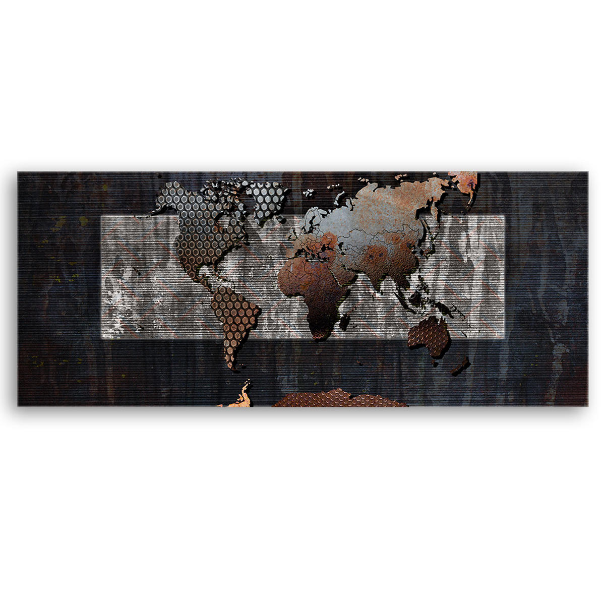 WANDBILD retro weltkarte - Grau, Textil (90/30cm) - Feeby