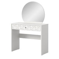 SCHMINKTISCH weiß Hochglanz 90 cm, Kosmetiktisch mit Spiegel - Weiß Hochglanz/Schwarz, Glas/Holzwerkstoff (39/133/90cm) - Inn.Furn