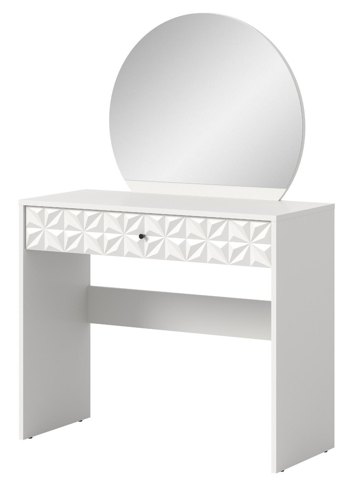 SCHMINKTISCH weiß Hochglanz 90 cm, Kosmetiktisch mit Spiegel - Weiß Hochglanz/Schwarz, Glas/Holzwerkstoff (39/133/90cm) - Inn.Furn