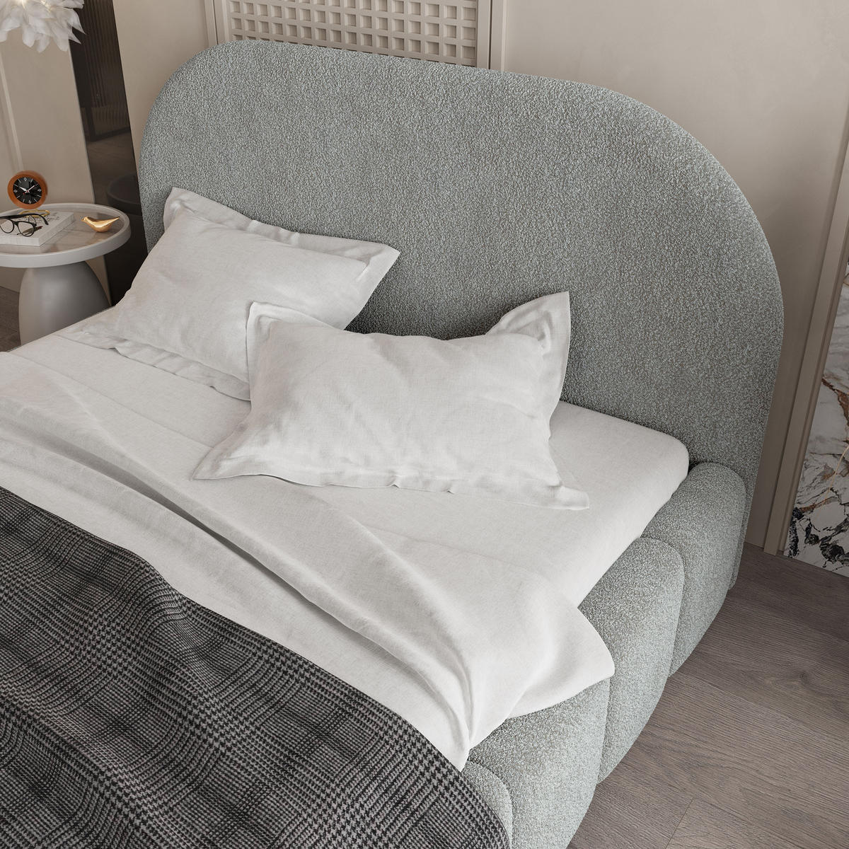 POLSTERBETT FLUSSO 140x200 cm mit Bettkästen - Hellgrau - Hellgrau, Holz (140/200cm) - MASSENO