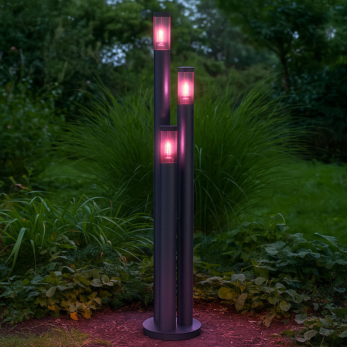 LED STEHLEUCHTE Edelstahl Anthrazit - Anthrazit, Kunststoff (28/28/170cm) - Globo Lighting