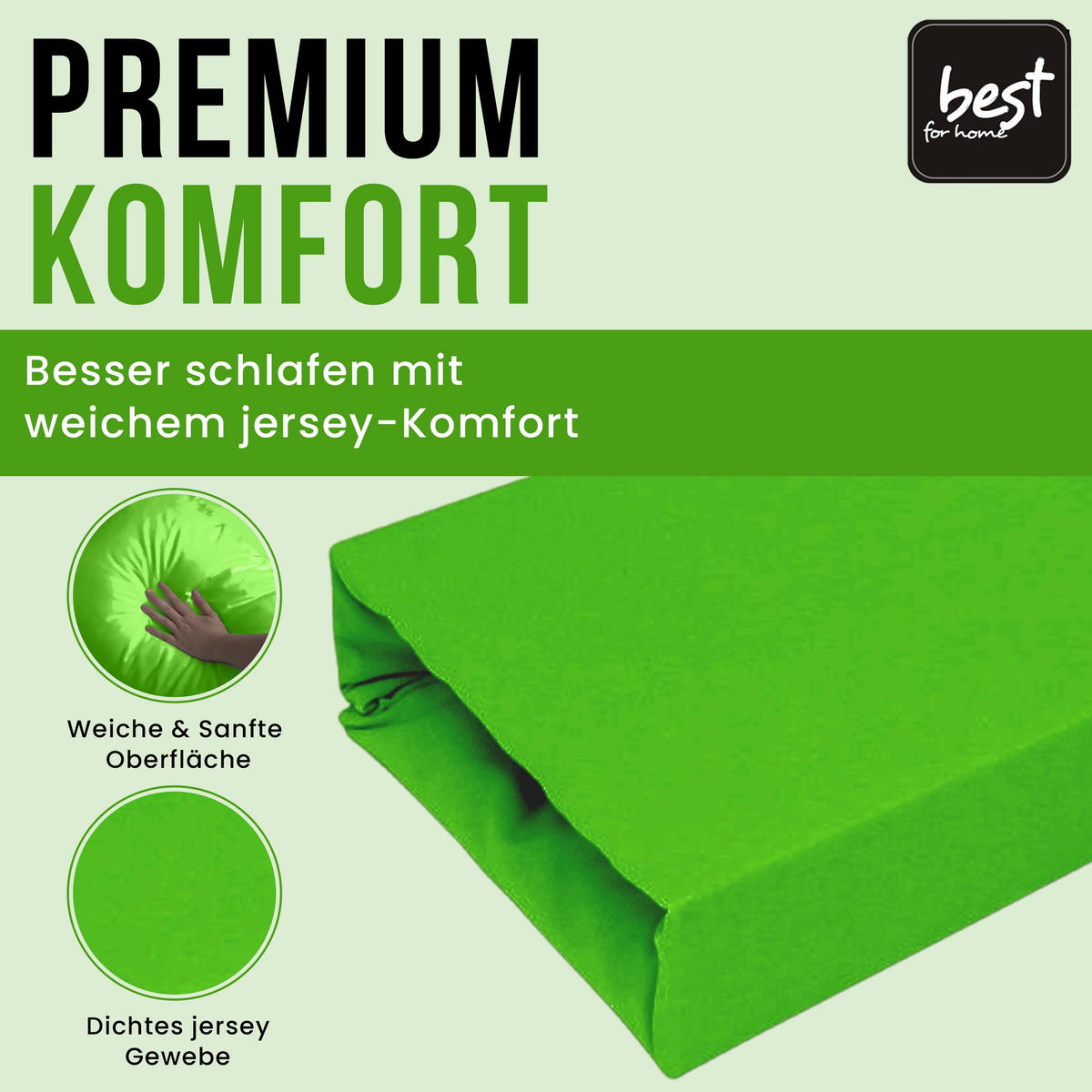 SPANNBETTLAKEN 180/200 cm, Jersey Elastisch 100 % Baumwolle Grüner Apfel - Hellgrün, Textil (180/200cm) - Best For Home