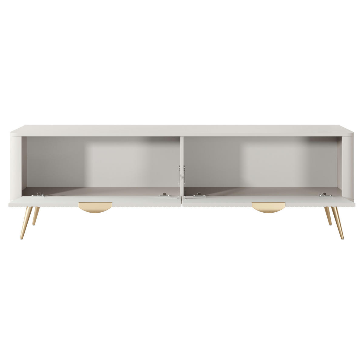 TV-ELEMENT LEKNES RTV1 Reliefierte Fronten aus MDF-Platte Beige Beige - Beige, Glas/Holzwerkstoff (163/51/38cm) - Komodee