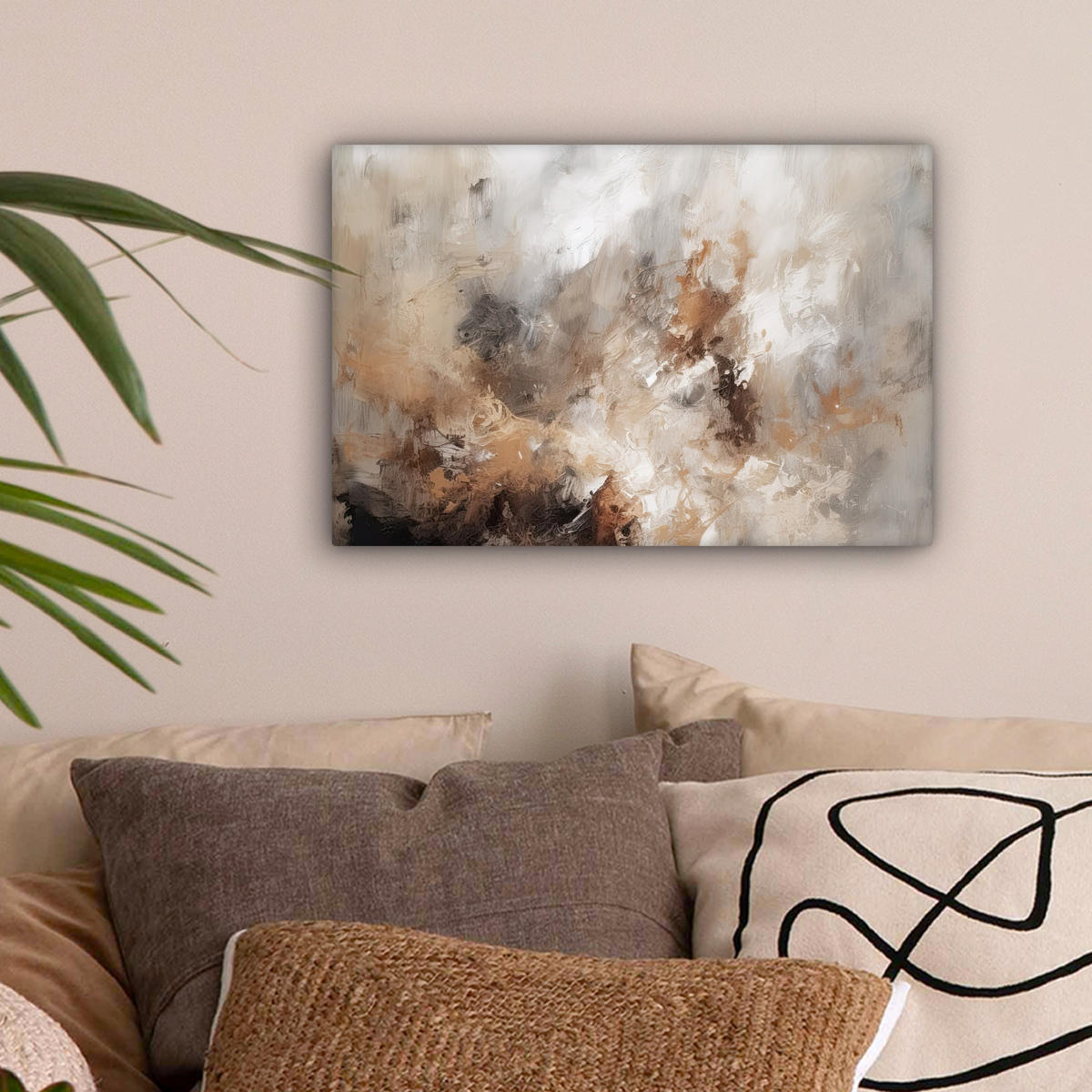 LEINWANDBILD - Farbe - Abstrakt - Beige - Kunst - 30x20 - Deko XXL - Greige, Textil (30/20cm) - MuchoWow