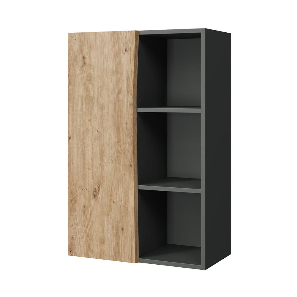 MIDISCHRANK Willow Artisan 56 x 86 cm mit 3 offenen Fächern - Anthrazit/Hellgrau, Holzwerkstoff (56/86/29.8cm) - Vicco