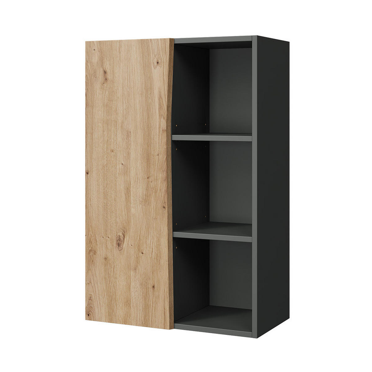 MIDISCHRANK Willow Artisan 56 x 86 cm mit 3 offenen Fächern - Anthrazit/Hellgrau, Holzwerkstoff (56/86/29.8cm) - Vicco