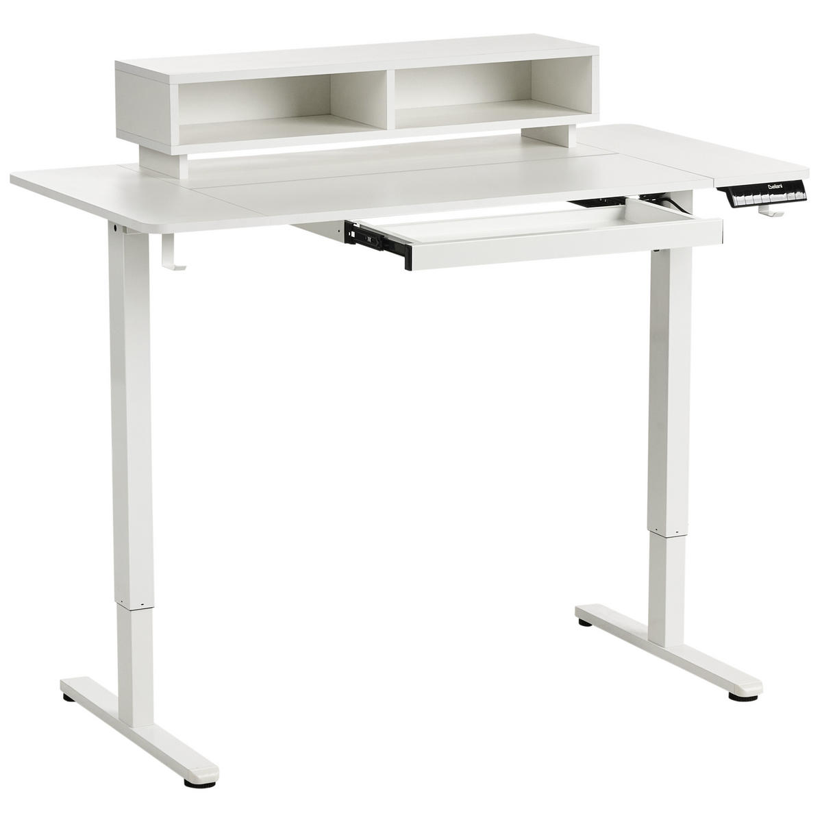 SCHREIBTISCH elektrisch höhenverstellbar 120/60 cm mit USB-Anschluss Weiß Lucama - Weiß, Holzwerkstoff/Metall (60/120/88cm) - Beliani