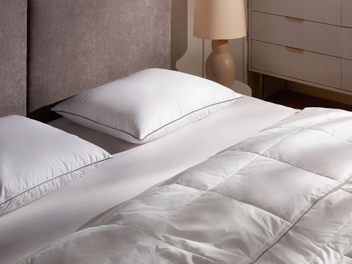 Kopfkissen Weiß Hoch 50/60 cm Teide - Weiß, Naturmaterialen (60/50cm) - Beliani