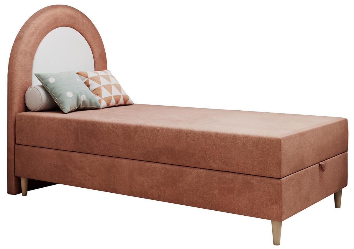 BOXBETT NEST 90/180 Rosa Velvet hydrophob - H3 - Hellrosa, Holz/Textil (90/180cm) - MKS