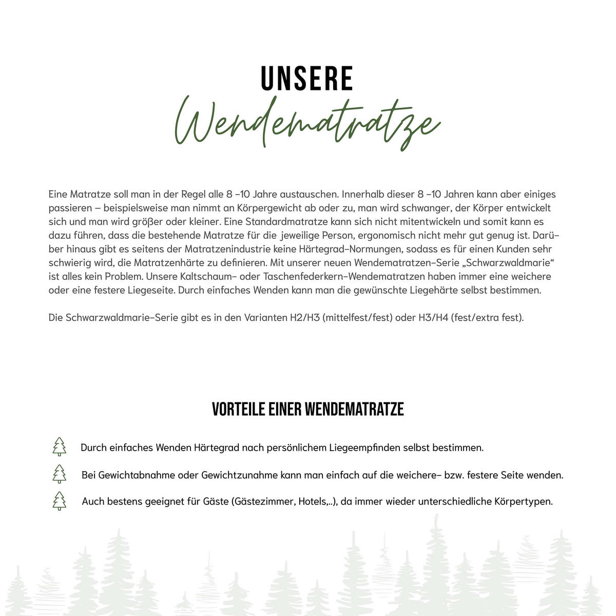 WENDEMATRATZE- Schwarzwaldmarie Sofie, mit 8cm Schaumauflagen, Größe: 100 x 200 cm, Härtegrad: Mittelfest / Fest (H3/H4) - Weiß, Textil (100/200cm) - Schwarzwaldmarie