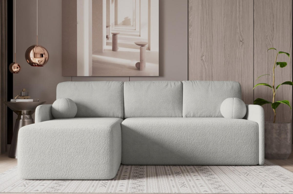 ECKSOFA Grau BLUMEN Boucle Universal - Grau, Textil (212/142cm) - Sepro Meble