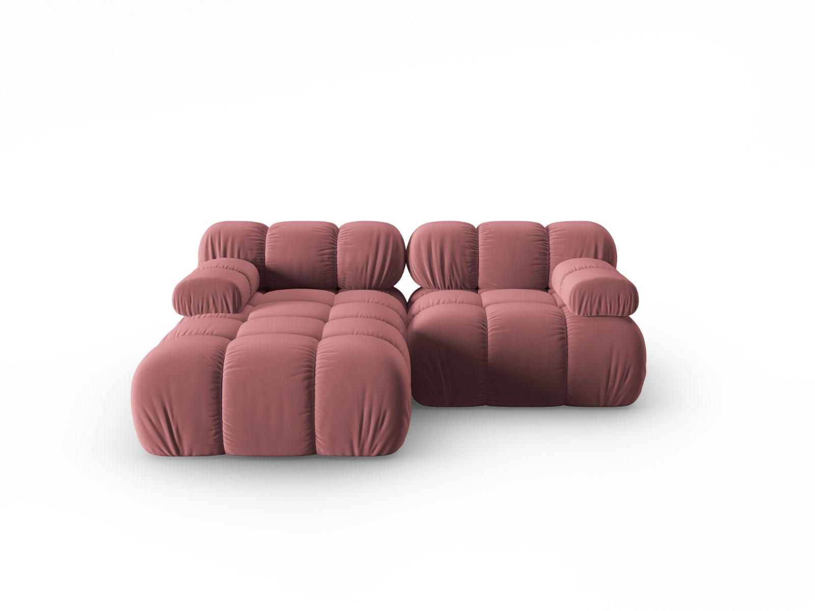 MODULARES-ECKSOFA links Bellis aus Samt rosa 3 Sitzplätze - Pink, Textil (157/191cm) - Micadoni