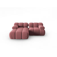 MODULARES-ECKSOFA links Bellis aus Samt rosa 3 Sitzplätze - Pink, Textil (157/191cm) - Micadoni