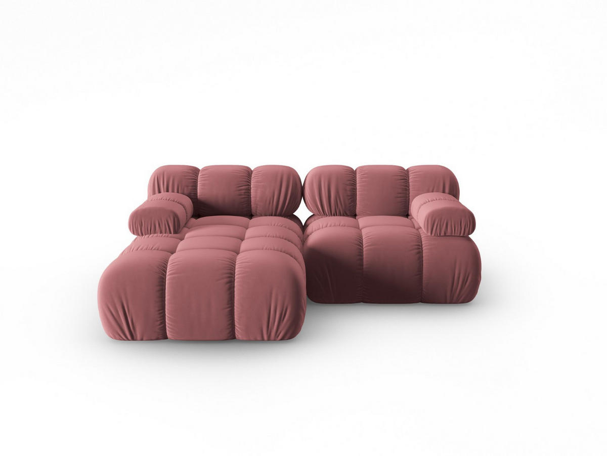 MODULARES-ECKSOFA links Bellis aus Samt rosa 3 Sitzplätze - Pink, Textil (157/191cm) - Micadoni