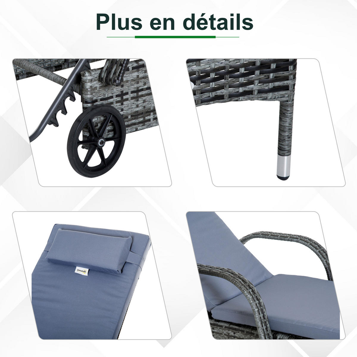 GARTENLIEGE DE-13561 5-fach verstellbar, mit Rollen Grau - Grau, Metall (73/56/200cm) - ComfortXL